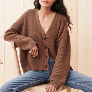 Jenni Kayne Cropped Cocoon Cashmere Cardigan Nutmeg Brown XXS